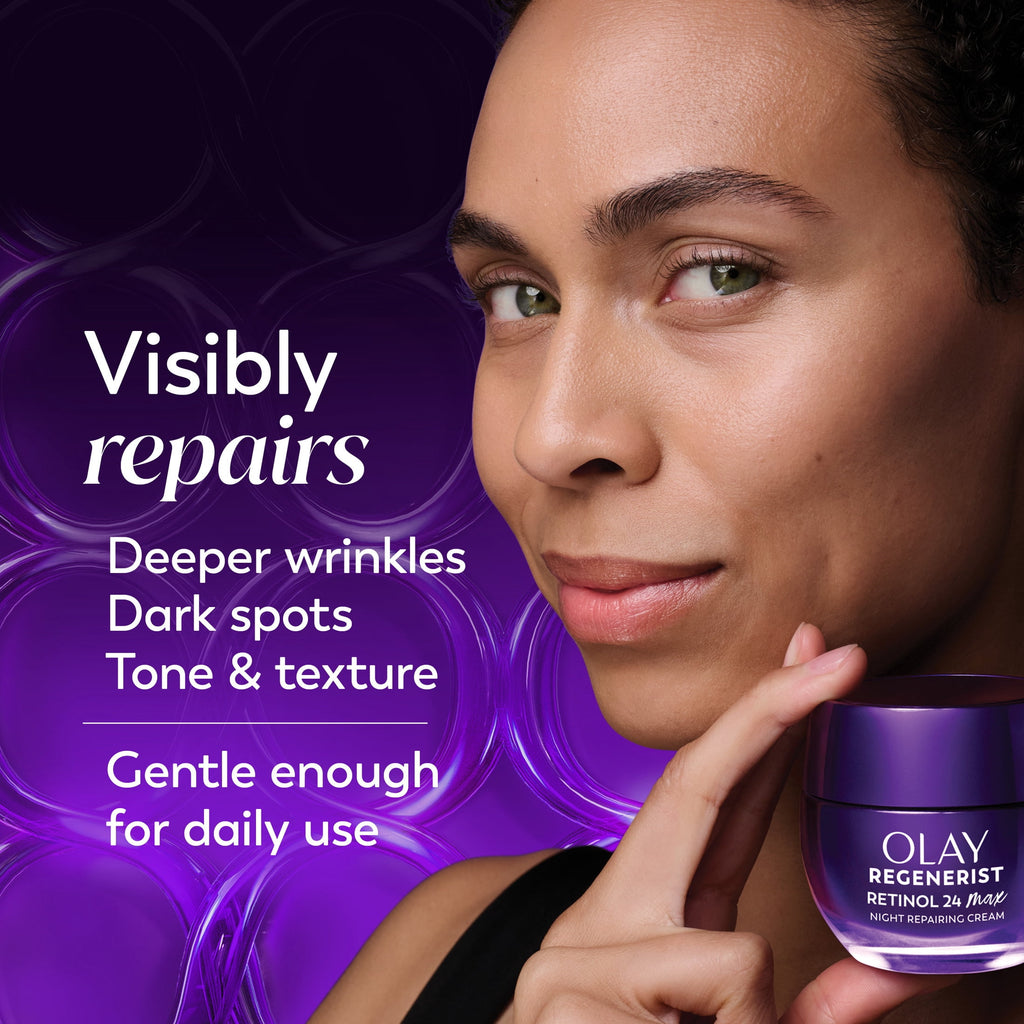 Olay Retinol 24 Max Night Moisturizing Cream with Triple Collagen Peptide, Fragrance-Free, 1.7 fl oz