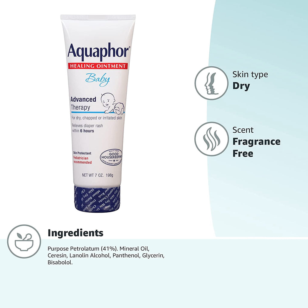 Aquaphor Baby Healing Ointment Advanced Therapy Skin Protectant 7 oz (Pack of 2)