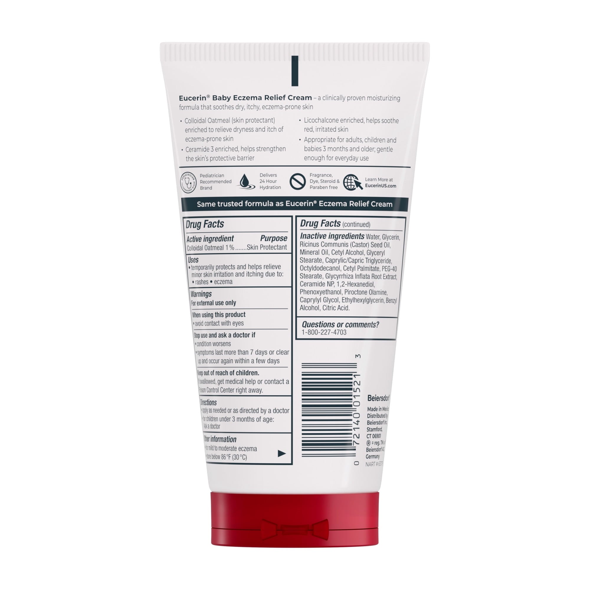 (3 pack) Eucerin Baby Eczema Relief Body Cream with Colloidal Oatmeal , 5 oz Tube