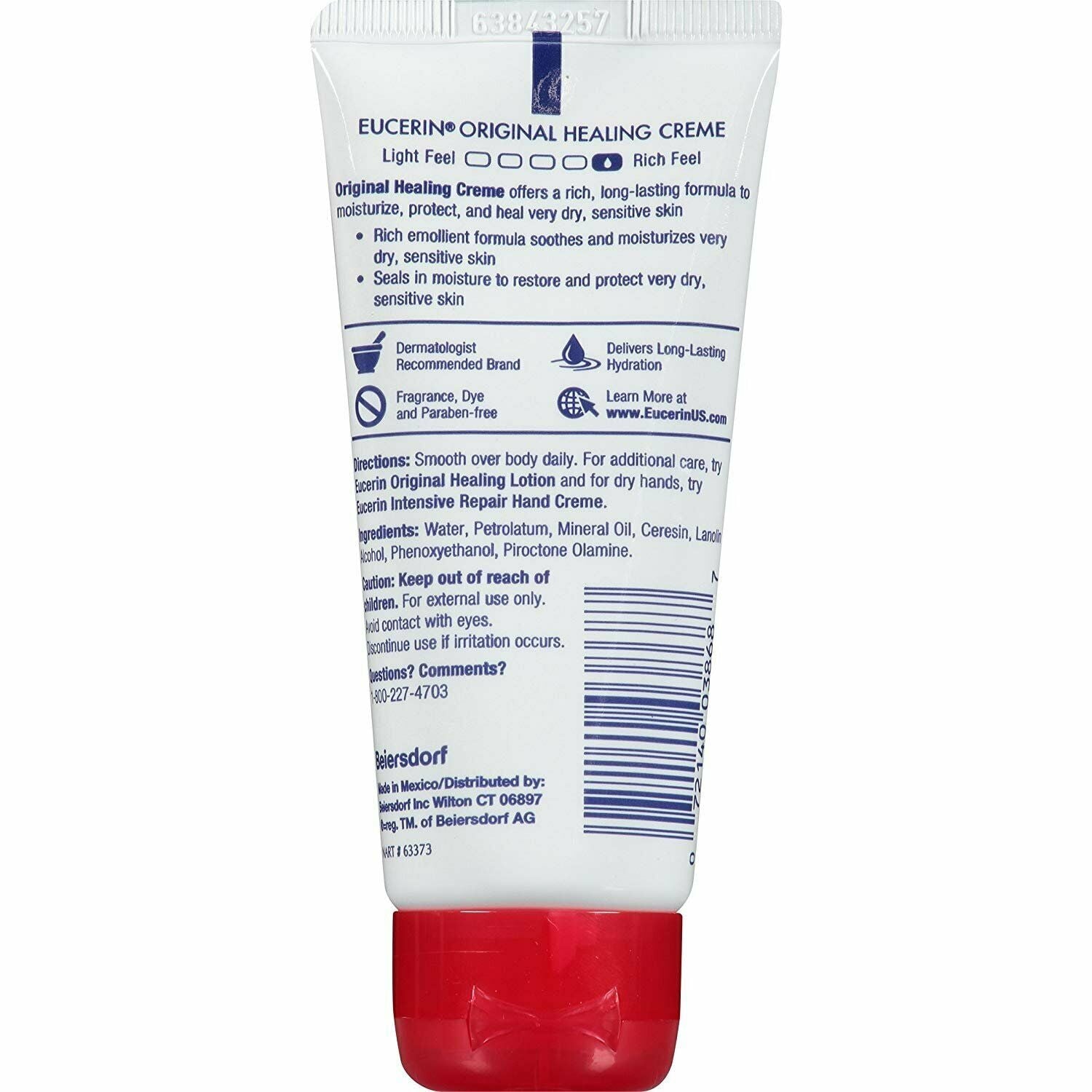Eucerin Original Healing Emollient Enriched Creme, Fragrance Free, 2oz
