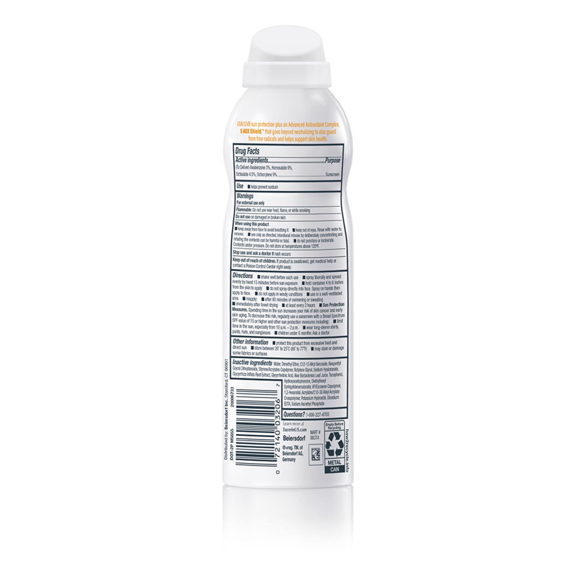 Eucerin Sun Advanced Hydration SPF 50 Sunscreen Spray with Hyaluronic Acid, Hydrates Skin, 6 fl oz