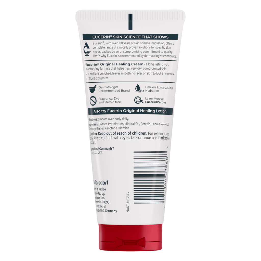 Eucerin Original Healing Body Cream for Extra Dry Skin, Emollient-Rich, Fragrance Free, 2 oz
