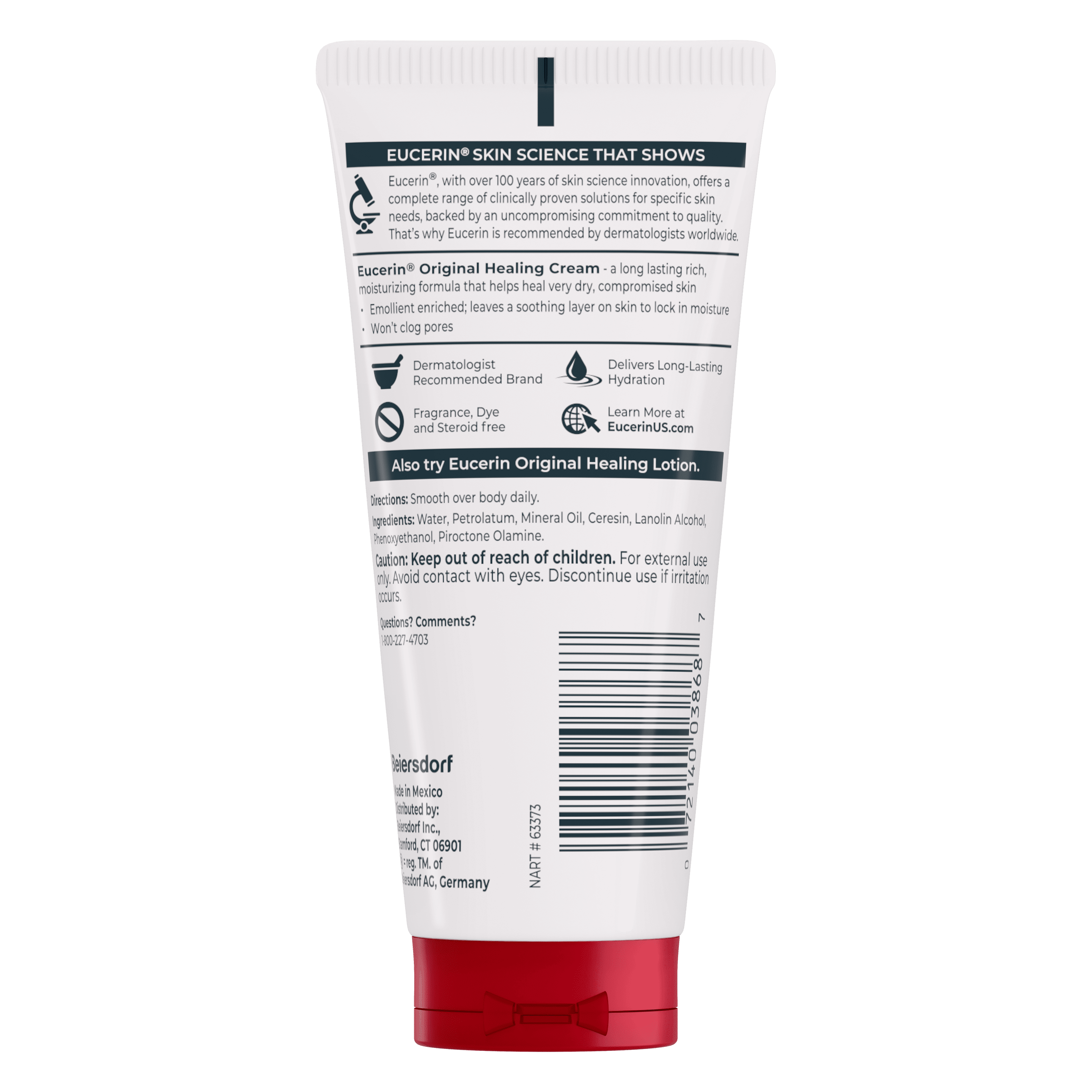 Eucerin Original Healing Body Cream for Extra Dry Skin, Emollient-Rich, Fragrance Free, 2 oz