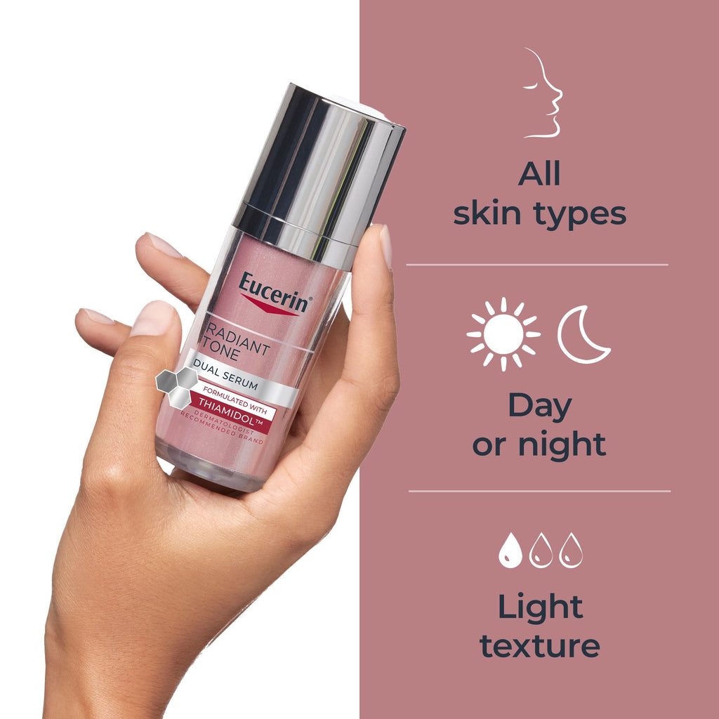 Eucerin Radiant Tone Dual Serum, Dark Spot Corrector with Thiamidol and Hyaluronic Acid, 1 fl oz