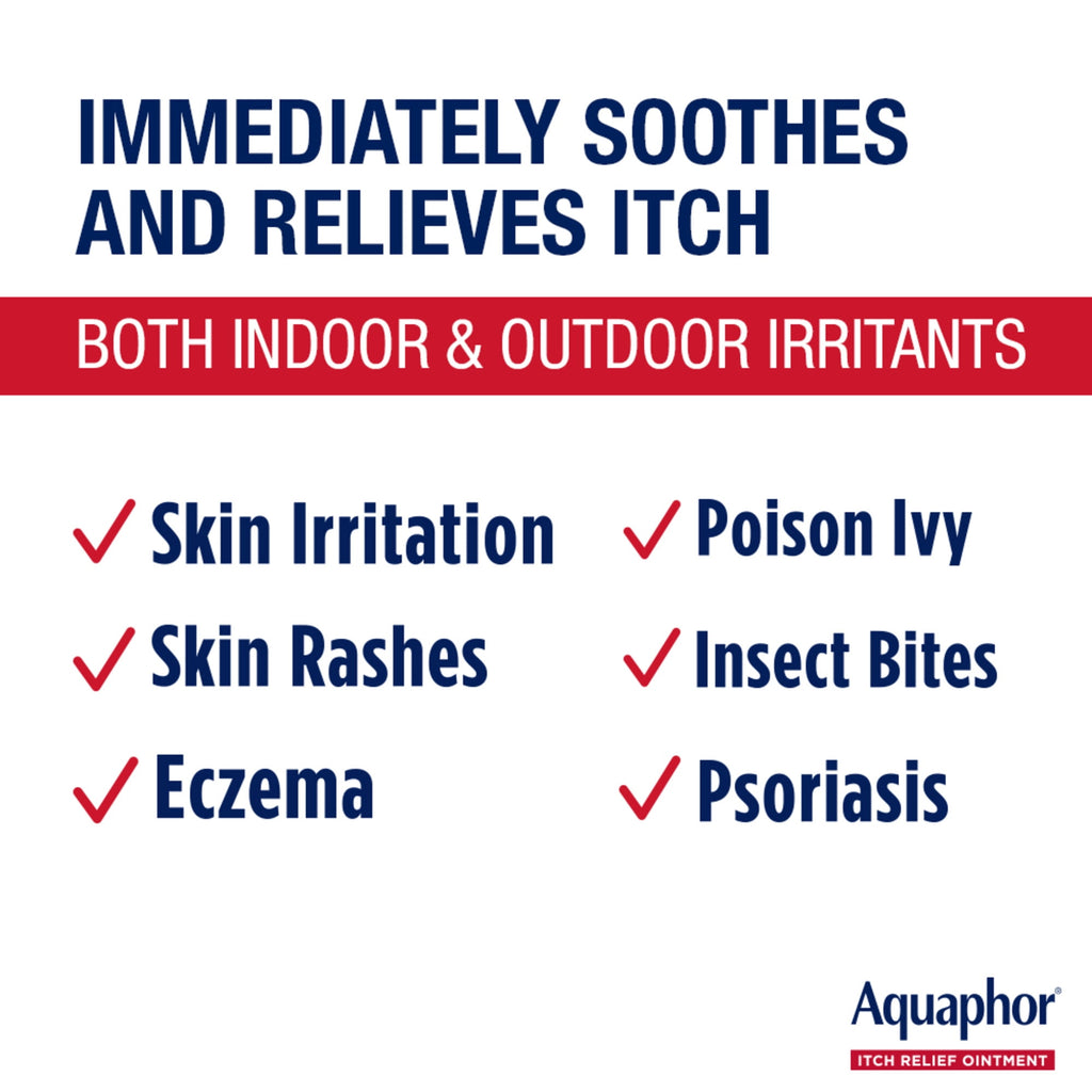 Aquaphor Itch Relief Ointment, Hydrocortisone Anti-Itch Cream, Fast-Acting, 1 oz