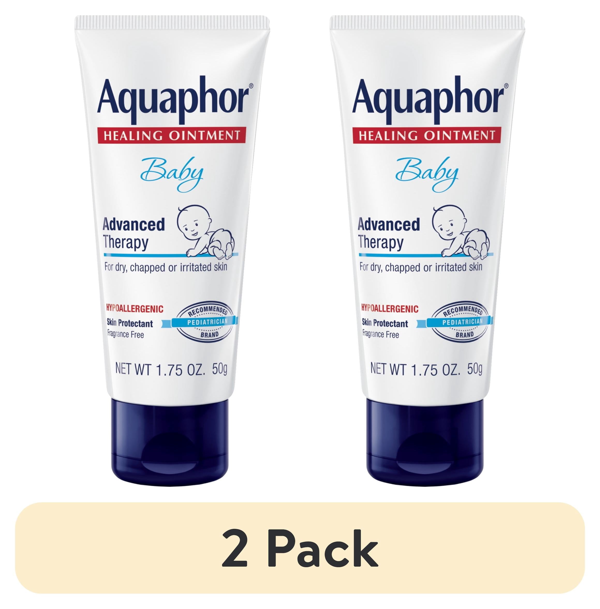 (2 pack) Aquaphor Baby Healing Ointment for Teething, Drool and Diaper Rash Cream, Travel Size, 1.75 oz