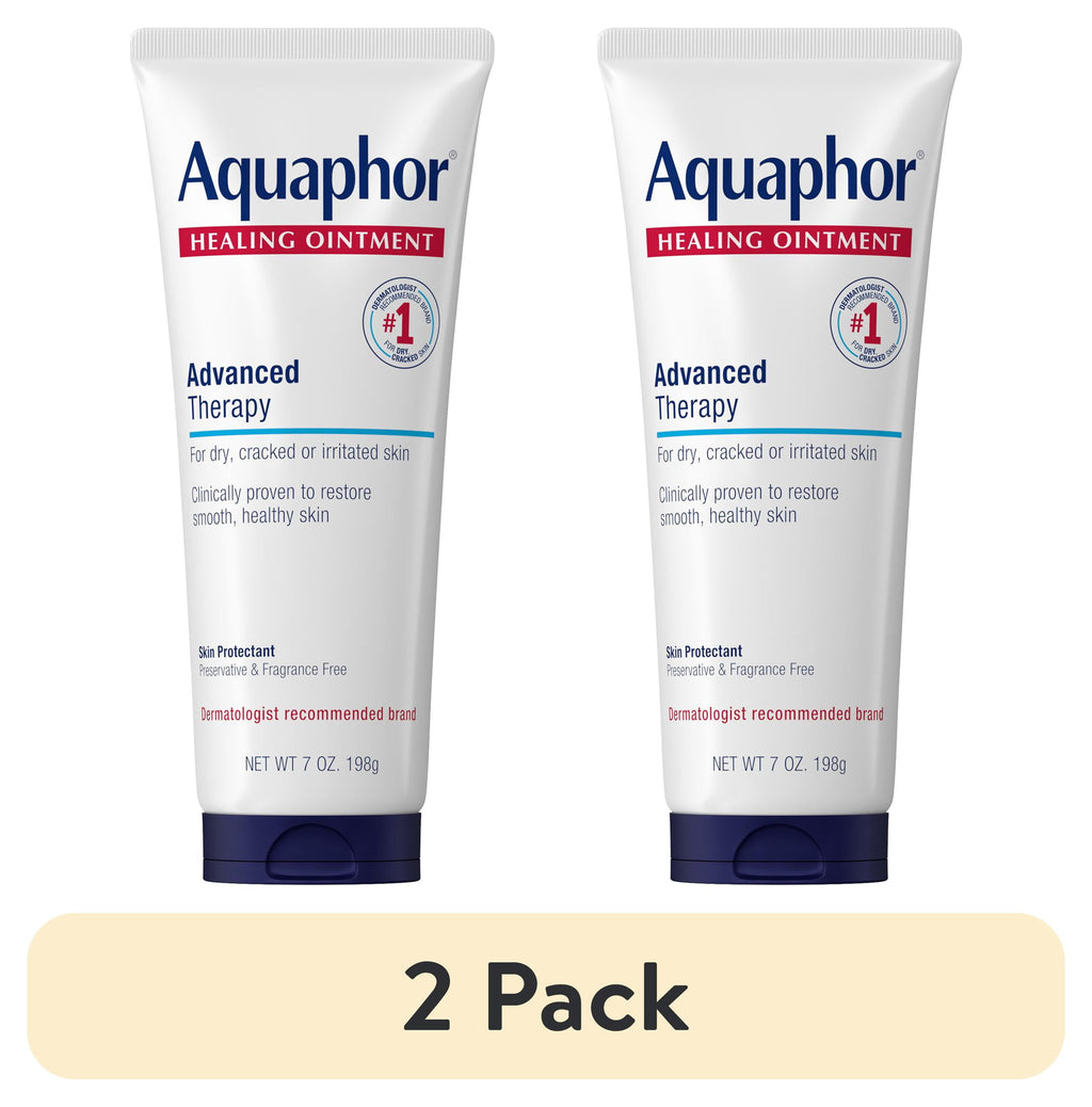 (2 pack) Aquaphor Healing Ointment Skin Protectant for Dry, Cracked, Irritated Skin, Fragrance Free, 7 oz