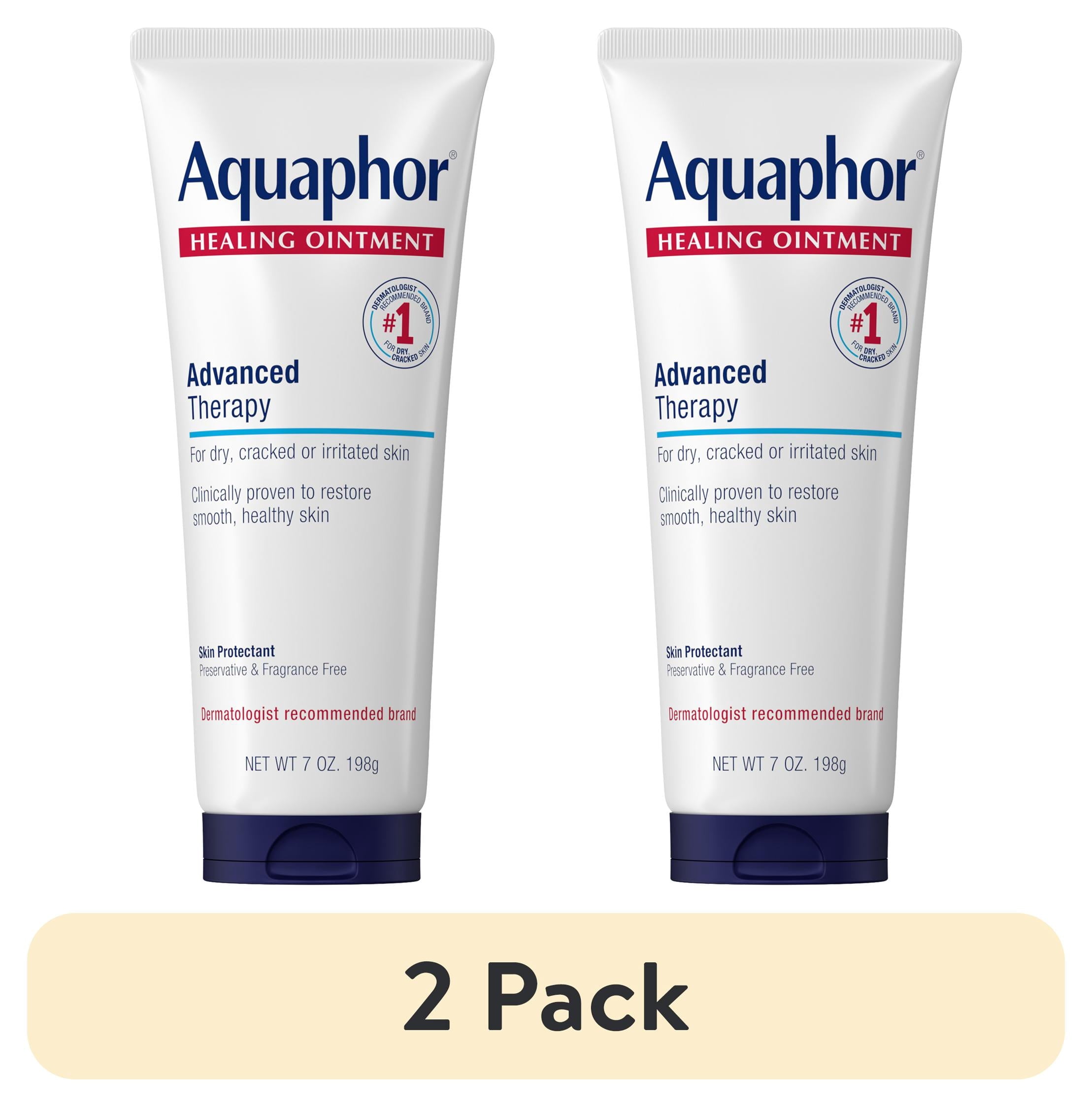 (2 pack) Aquaphor Healing Ointment Skin Protectant for Dry, Cracked, Irritated Skin, Fragrance Free, 7 oz