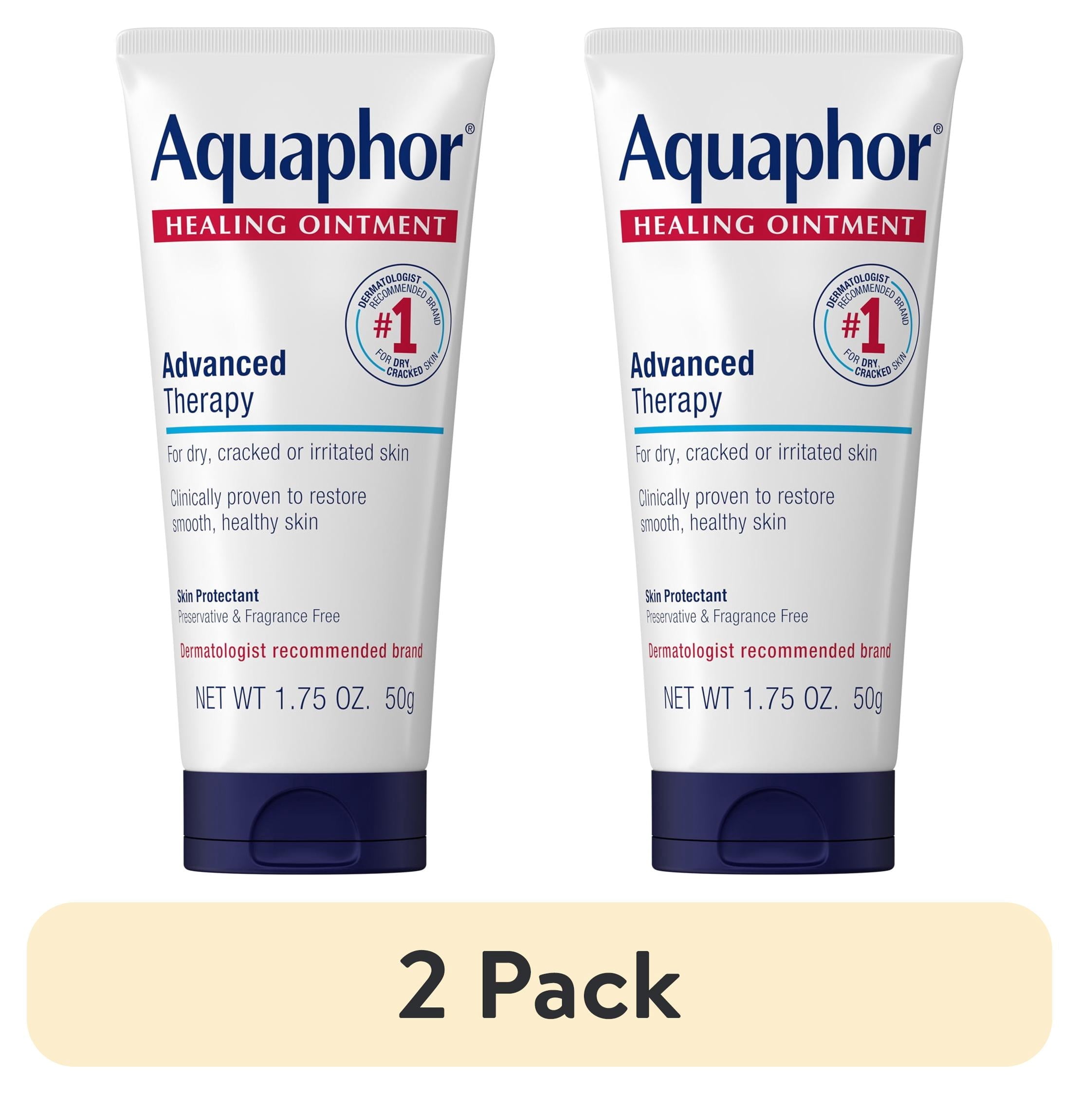 (2 pack) Aquaphor Healing Ointment Skin Protectant for Dry, Cracked, Irritated Skin, Travel Size, 1.75 oz