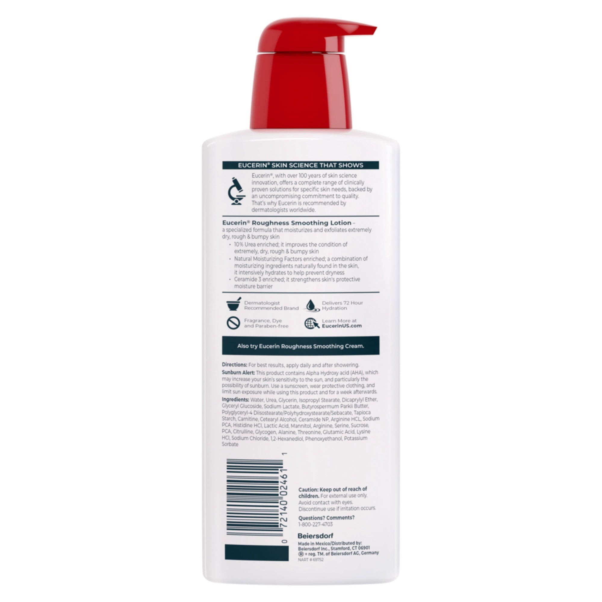 (3 pack) Eucerin Roughness Smoothing Body Lotion for Dry, Rough Skin, 16.9 fl oz Bottle