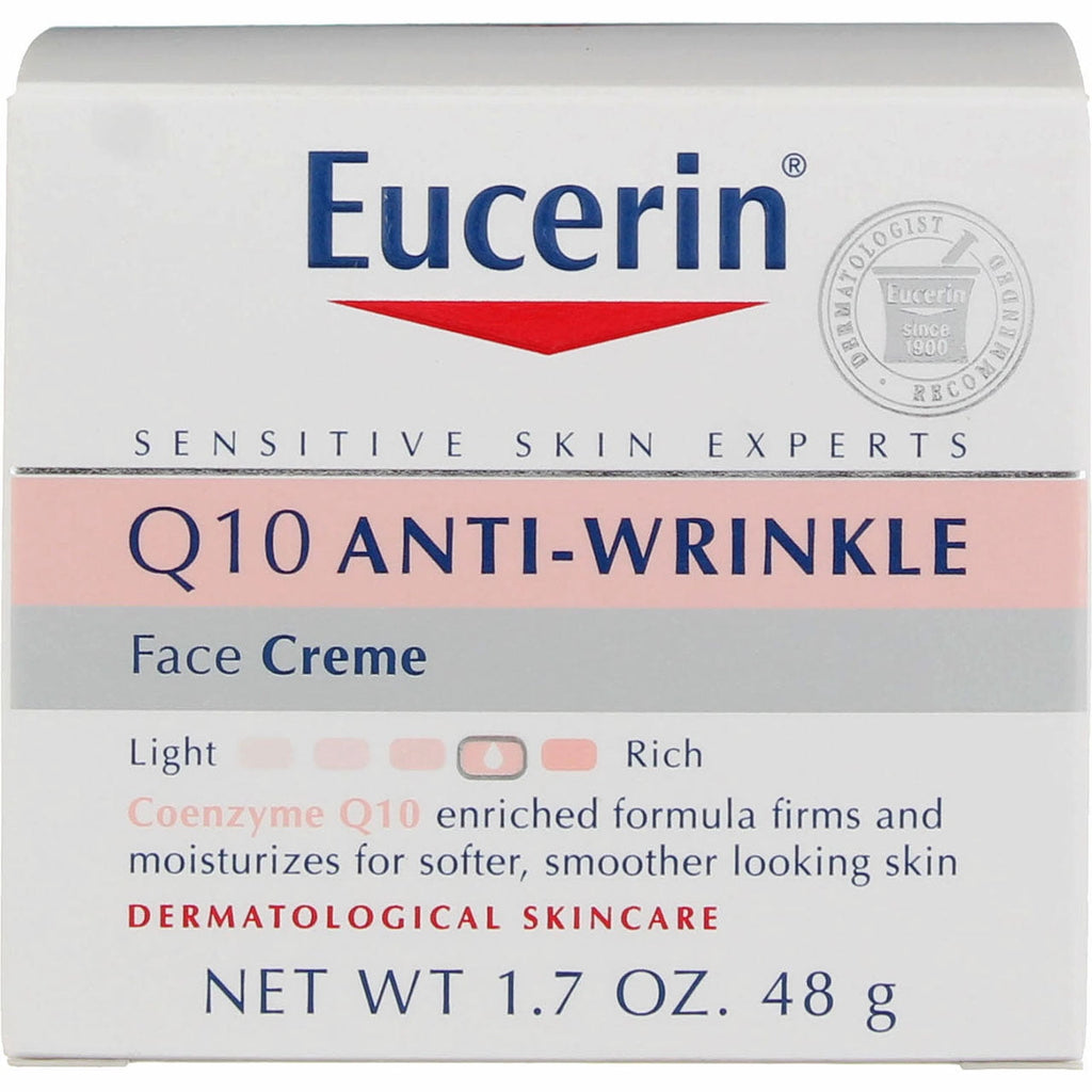 Eucerin Q10 Anti-Wrinkle Face Creme, Unscented, 1.7 oz (3 Pack) (Bundle)