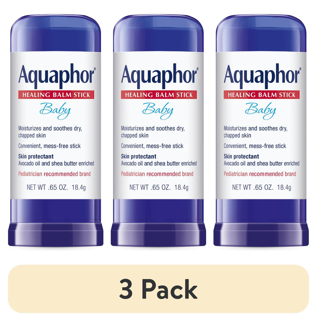 (3 pack) Aquaphor Baby Healing Balm Stick for Dry, Chapped, Chafed Skin, Hypoallergenic, Mess-Free, 0.65 oz