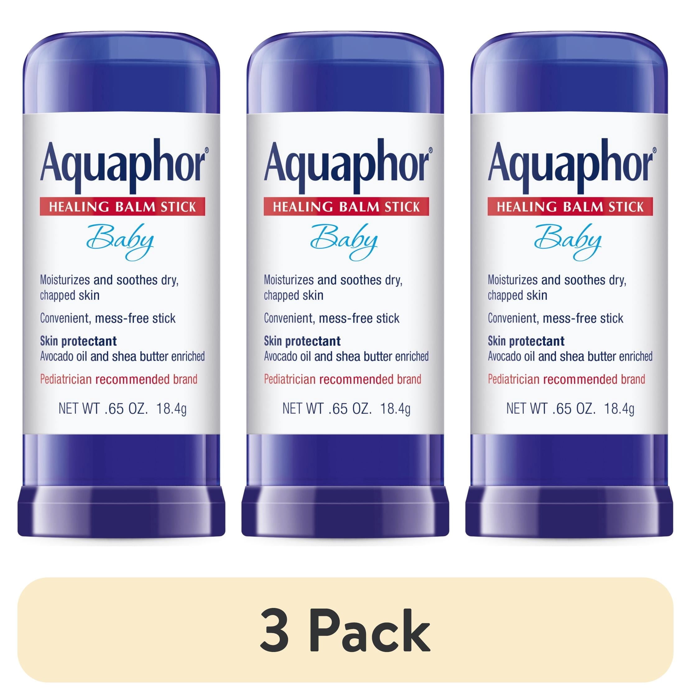 (3 pack) Aquaphor Baby Healing Balm Stick for Dry, Chapped, Chafed Skin, Hypoallergenic, Mess-Free, 0.65 oz