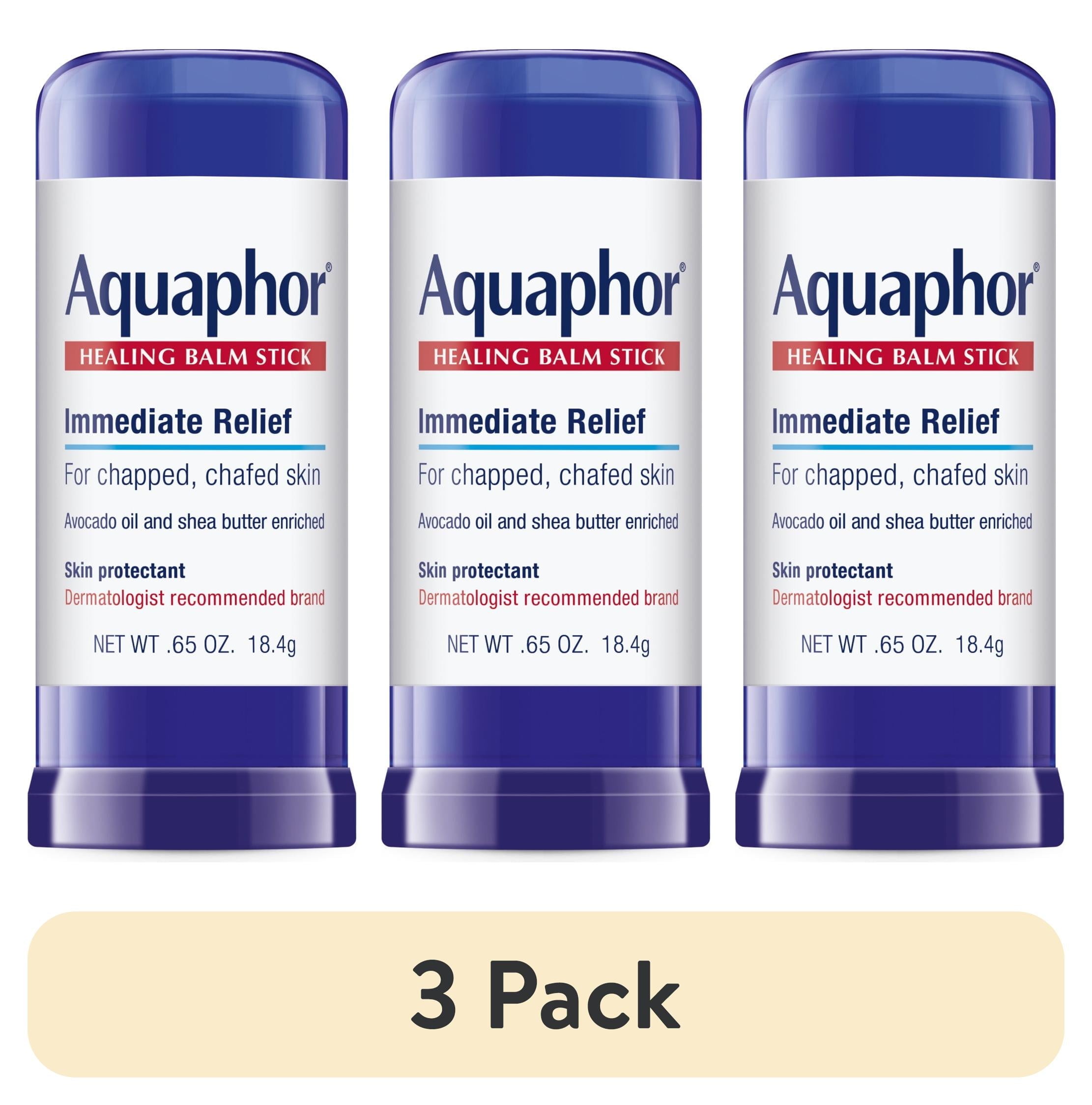 (3 pack) Aquaphor Healing Balm Stick for Chapped, Chafed Skin with Avocado Oil and Shea Butter, 0.65 oz