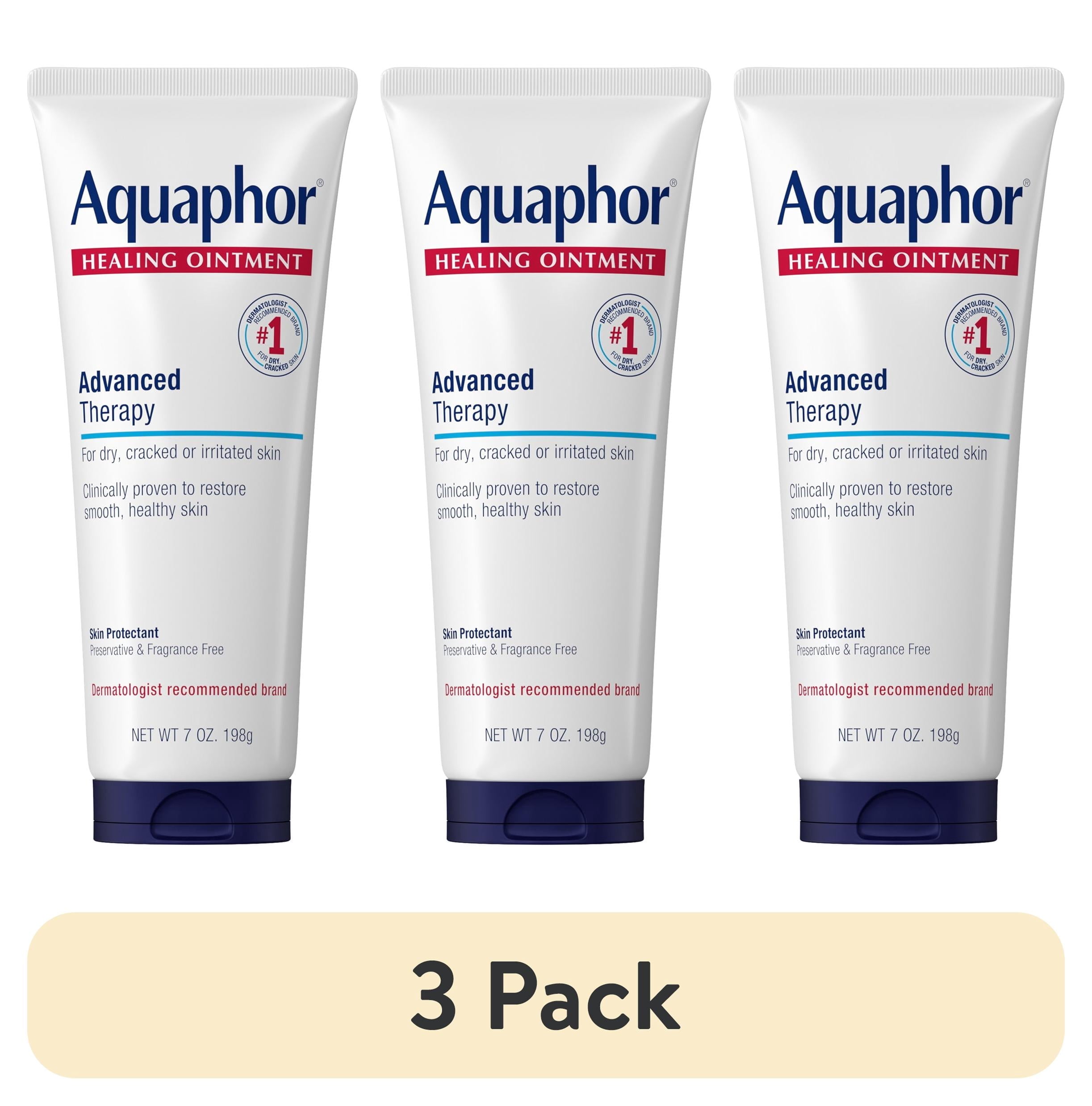(3 pack) Aquaphor Healing Ointment Skin Protectant for Dry, Cracked, Irritated Skin, Fragrance Free, 7 oz