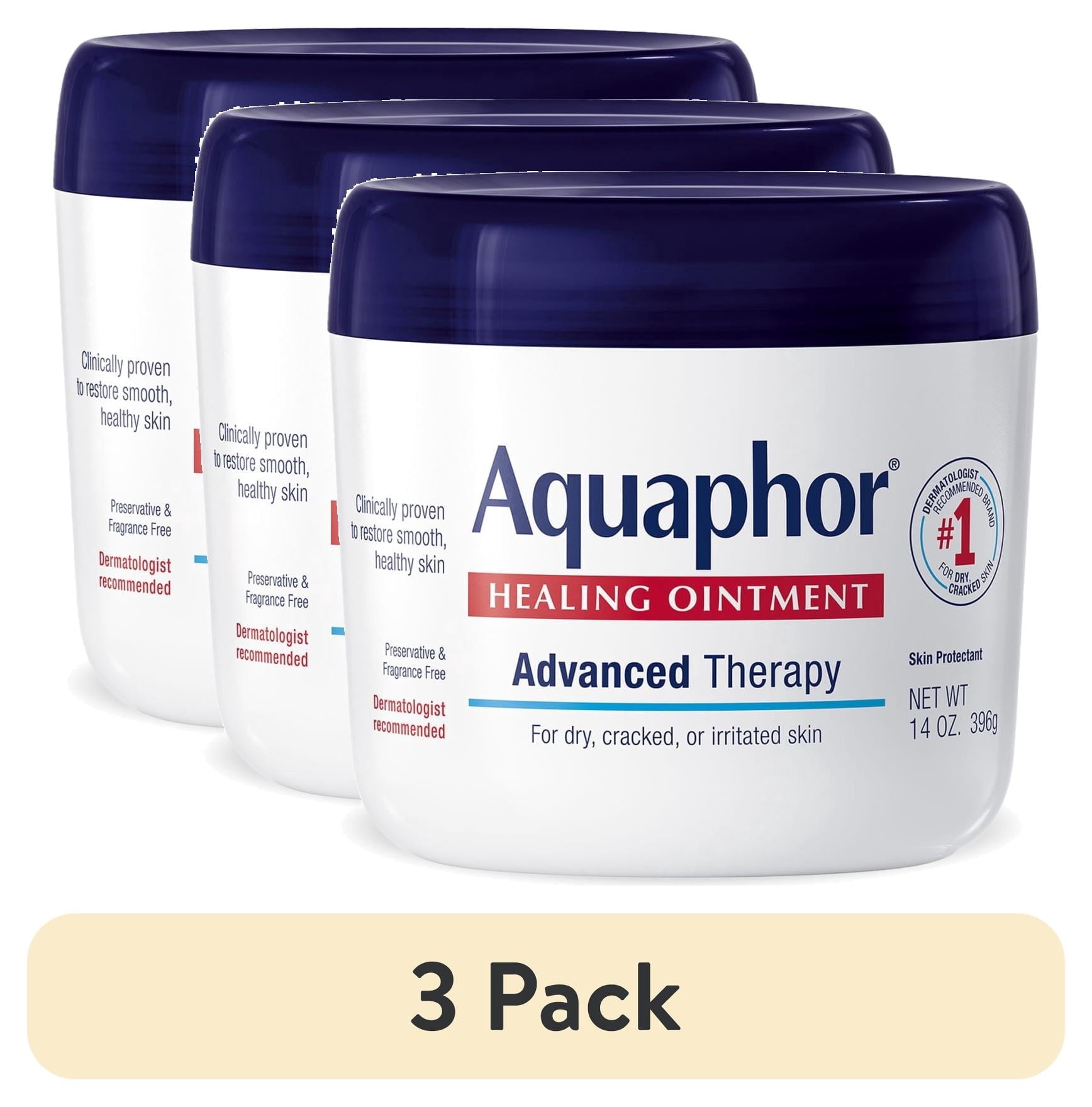 (3 pack) Aquaphor Healing Ointment Skin Protectant for Dry, Cracked, Irritated Skin, Fragrance Free, 14 oz