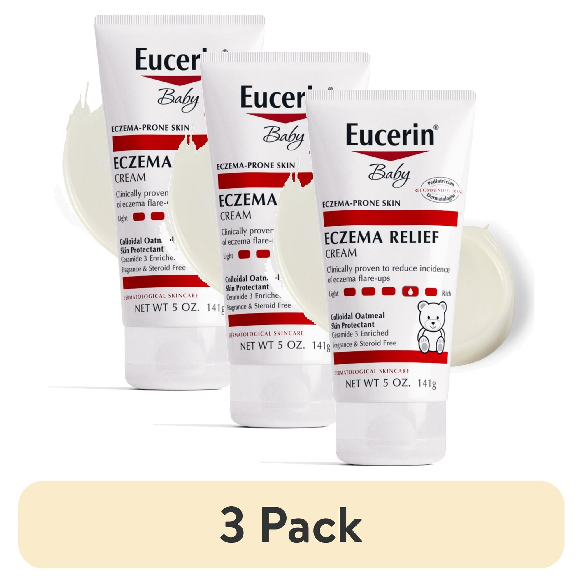 (3 pack) Eucerin Baby Eczema Relief Body Cream with Colloidal Oatmeal , 5 oz Tube