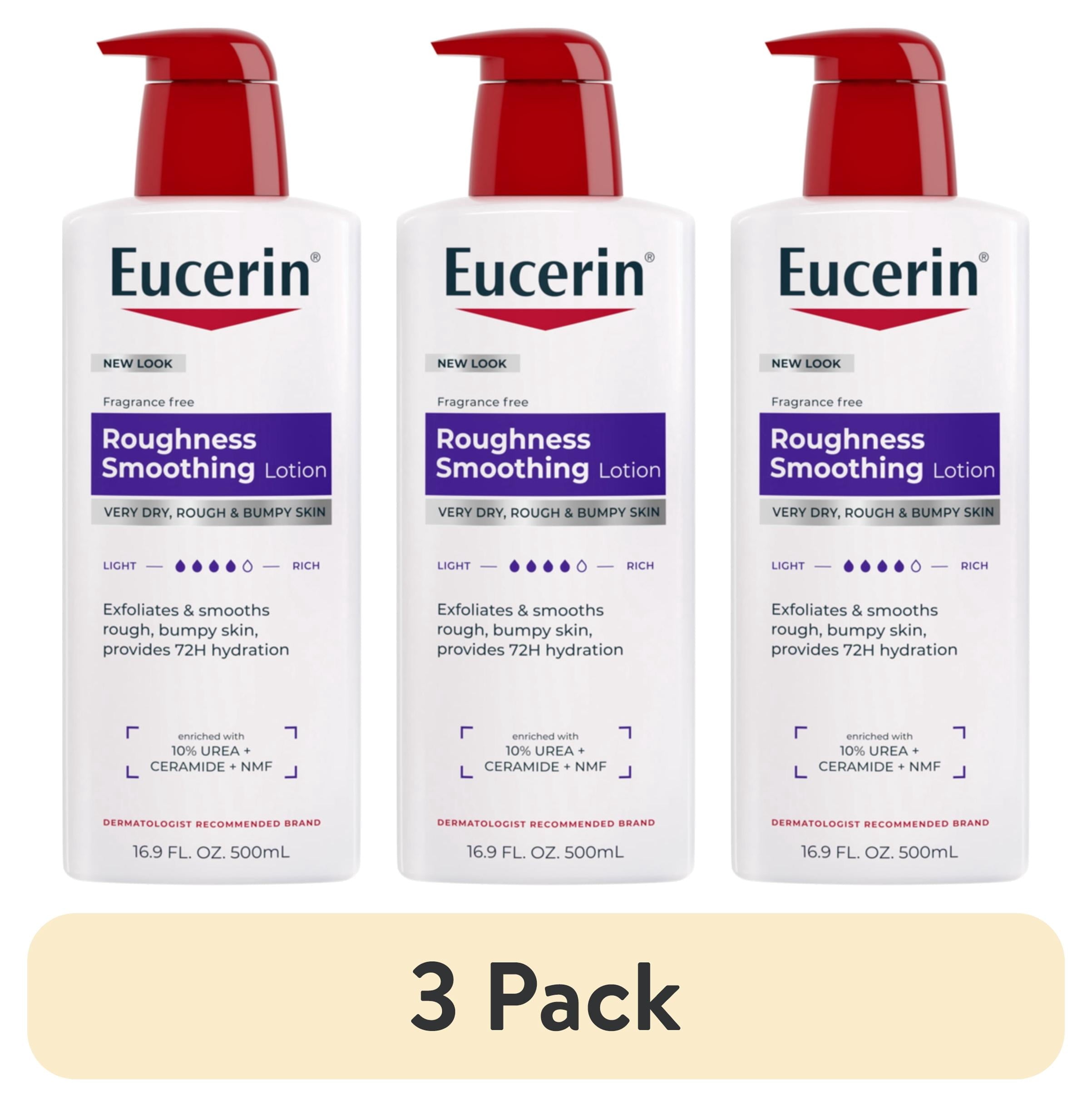 (3 pack) Eucerin Roughness Smoothing Body Lotion for Dry, Rough Skin, 16.9 fl oz Bottle