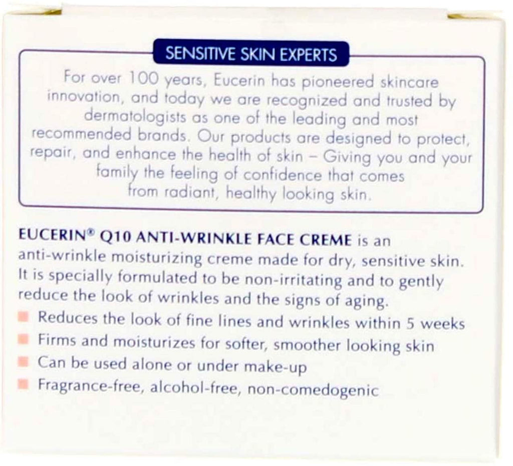 Eucerin Face Cream Anti Wrinkle Moisturize Skin Alcohol Free, 1.7Oz