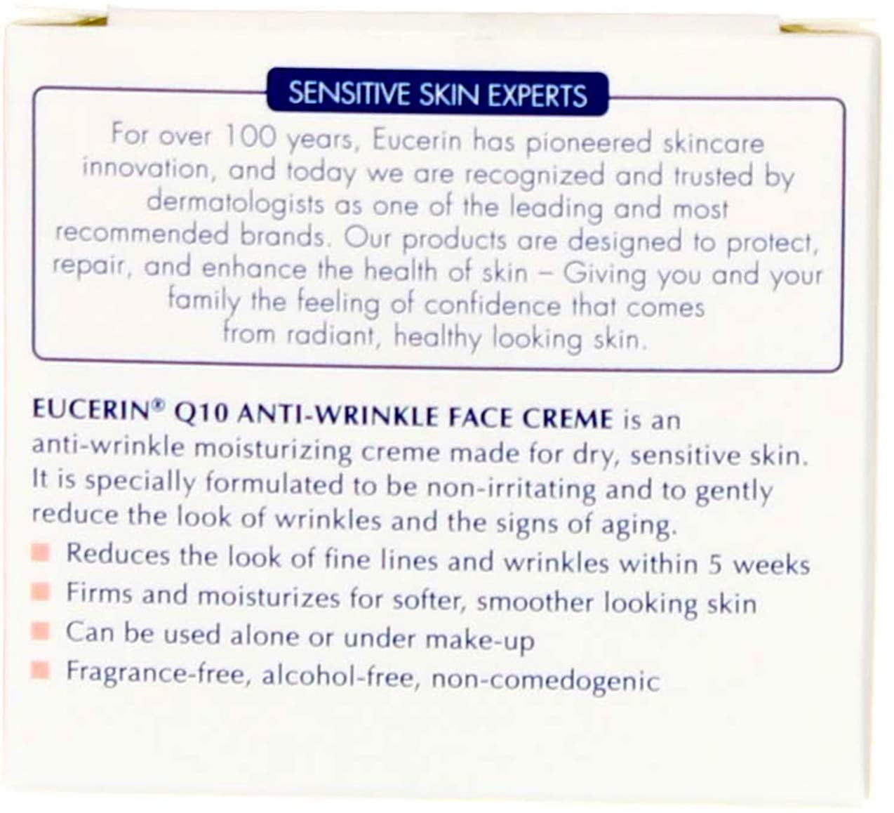 Eucerin Face Cream Anti Wrinkle Moisturize Skin Alcohol Free, 1.7Oz