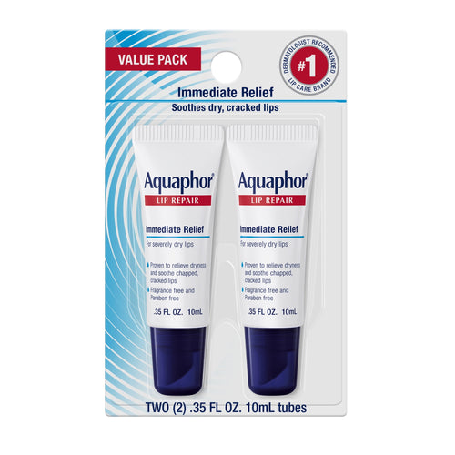 (6 pack) Aquaphor Lip Repair Ointment for Dry Chapped Lips, Lip Balm with Shea Butter, 0.35 fl oz, 2 Pack