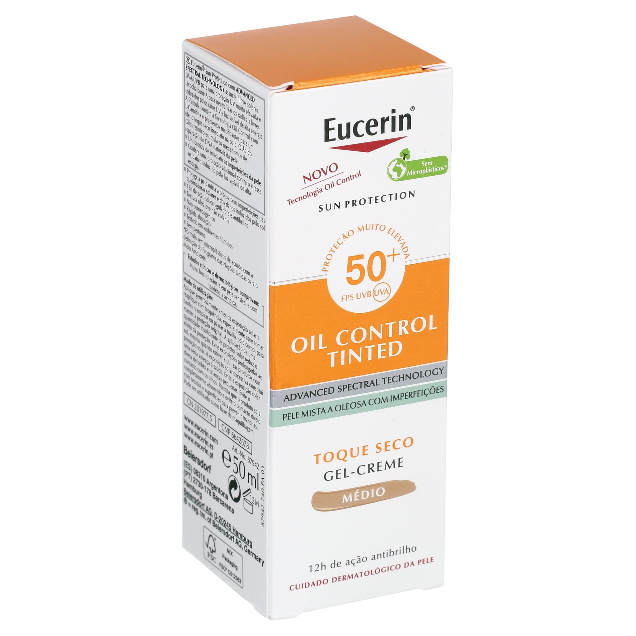 EUCERIN OIL CONTROL TINTED SUN GEL-CREAM SPF50+ MEDIUM 50ML