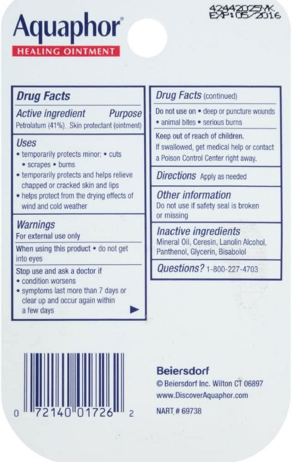 Aquaphor Advanced Therapy Healing Ointment For Skin Protectant, 0.25 Oz, 2 Pack