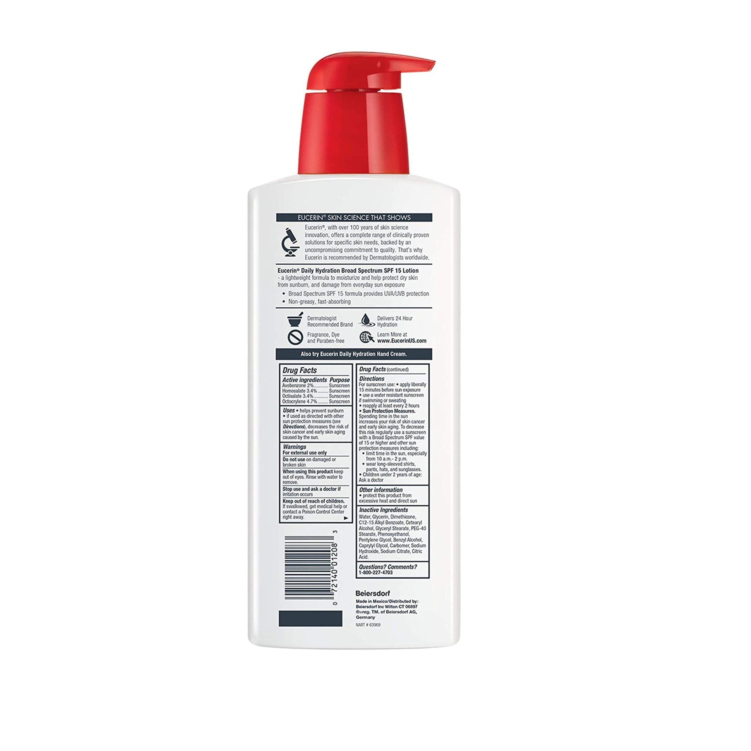 Eucerin Daily Hydration Moisturizer & Sunscreen Lotion SPF 15 16.9 oz (Pack of 2)