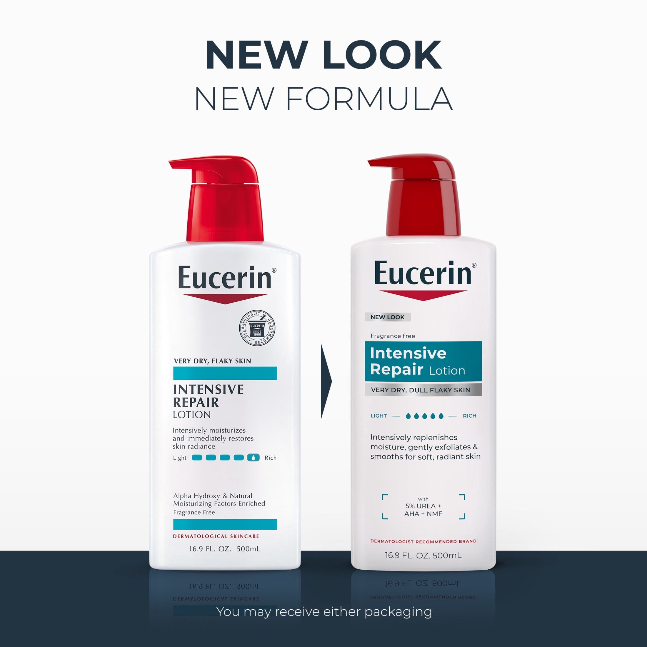 Eucerin Intensive Repair Body Lotion for Dry, Flaky Skin, 16.9 fl oz Pump Bottle