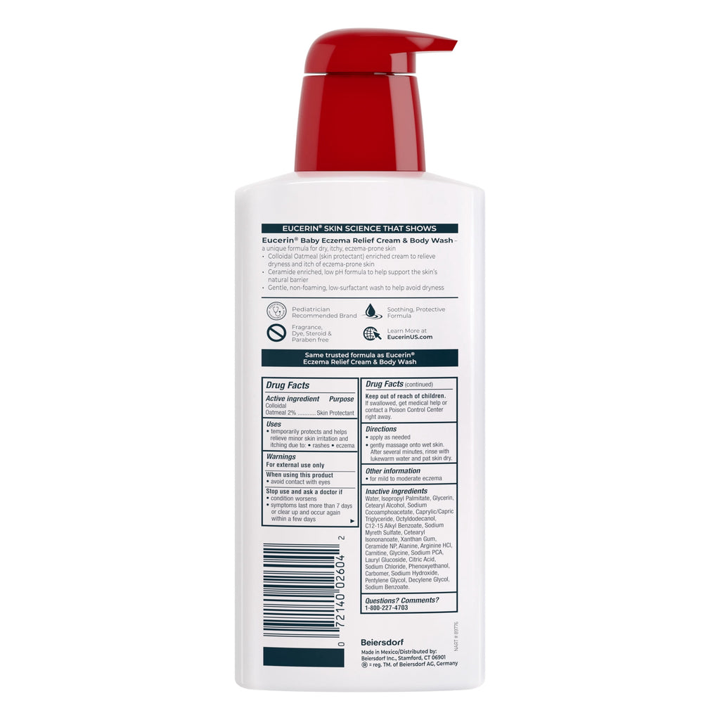 Eucerin Baby Eczema Relief, Fragrance Free, Cream Body Wash, 13.5 fl oz Bottle