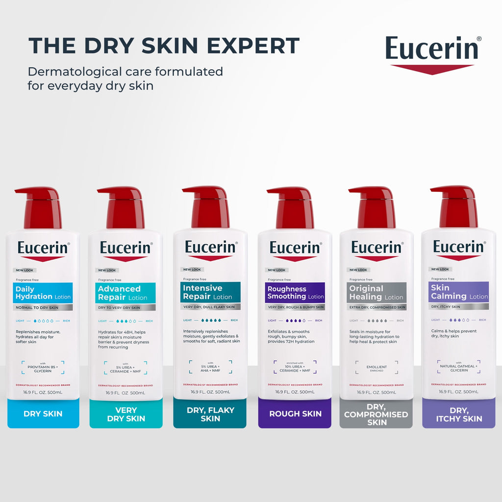 (3 pack) Eucerin Roughness Smoothing Body Lotion for Dry, Rough Skin, 16.9 fl oz Bottle