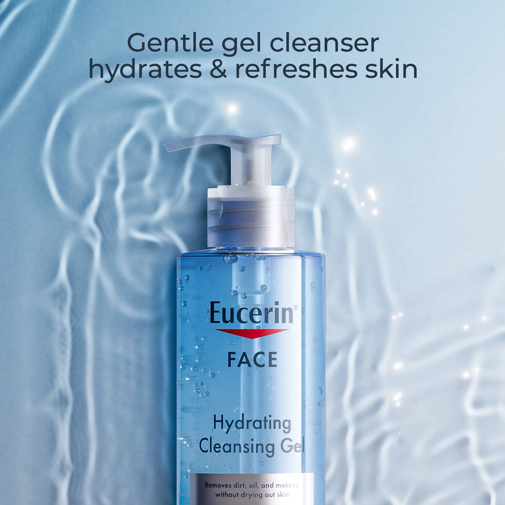 Eucerin Face Hydrating Cleansing Gel Facial Cleanser with Hyaluronic Acid, Makeup Remover, 13.5 fl oz