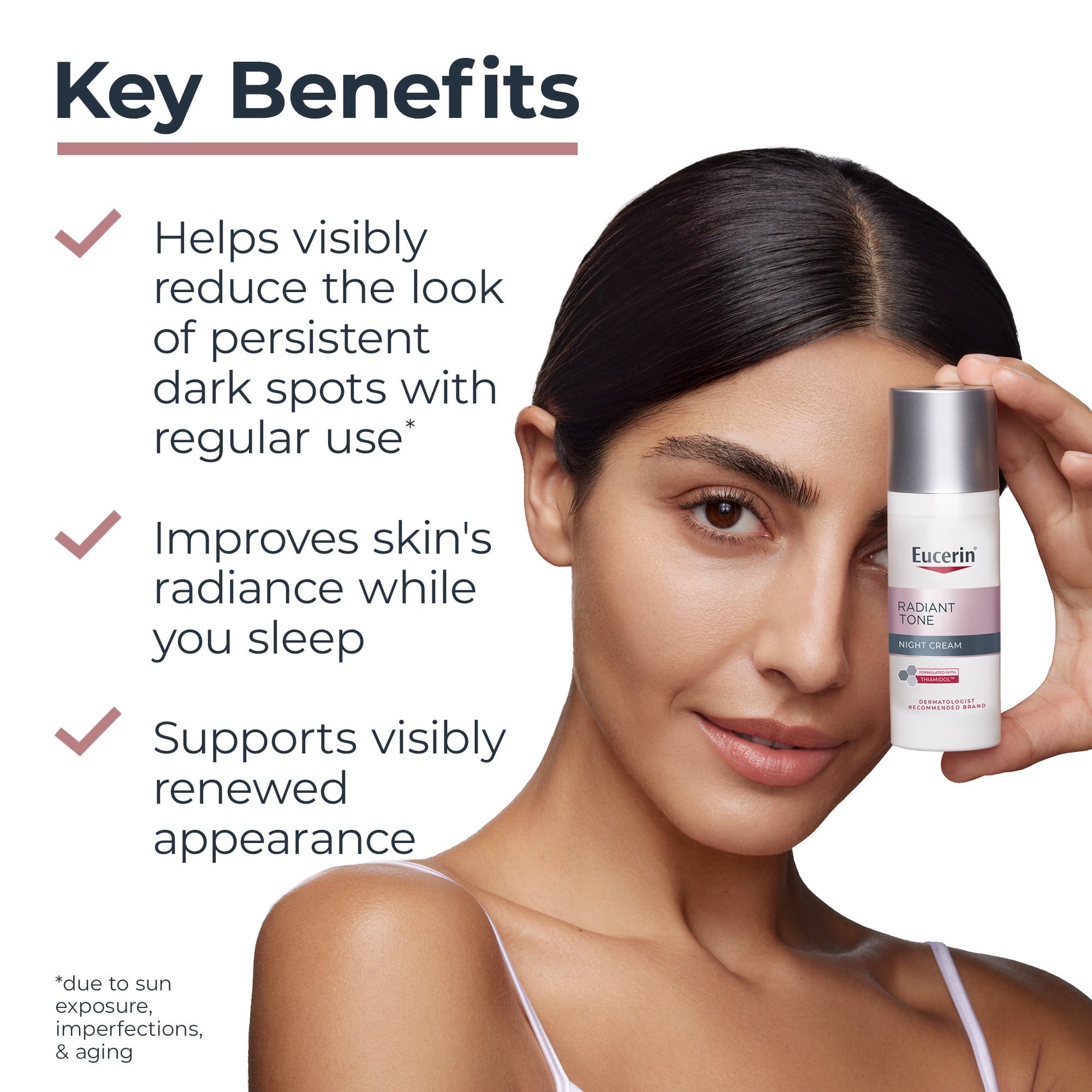 Eucerin Radiant Tone Night Cream, Dark Spot Corrector with Thiamidol, 1.7 oz