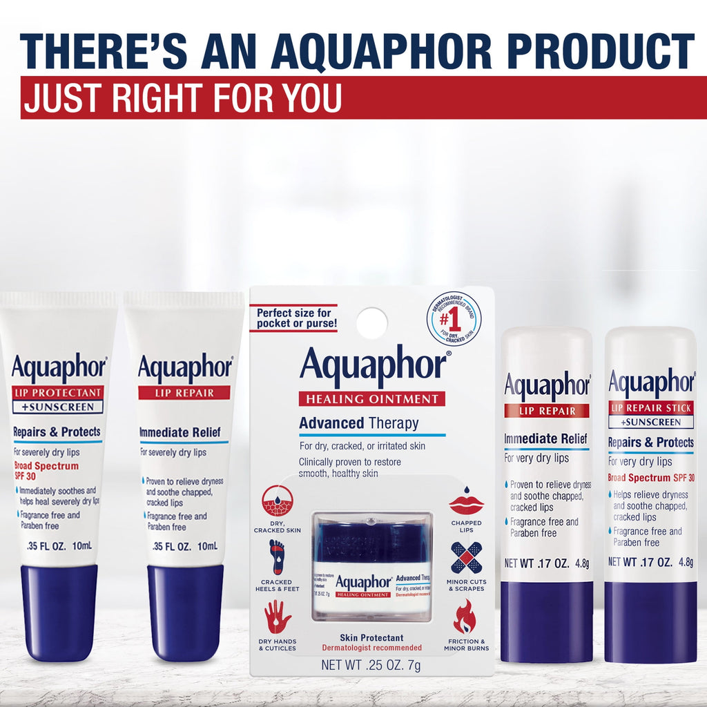 Aquaphor Lip Ointment, Lip Balm with Shea Butter, 0.35 fl oz, 2 Pack