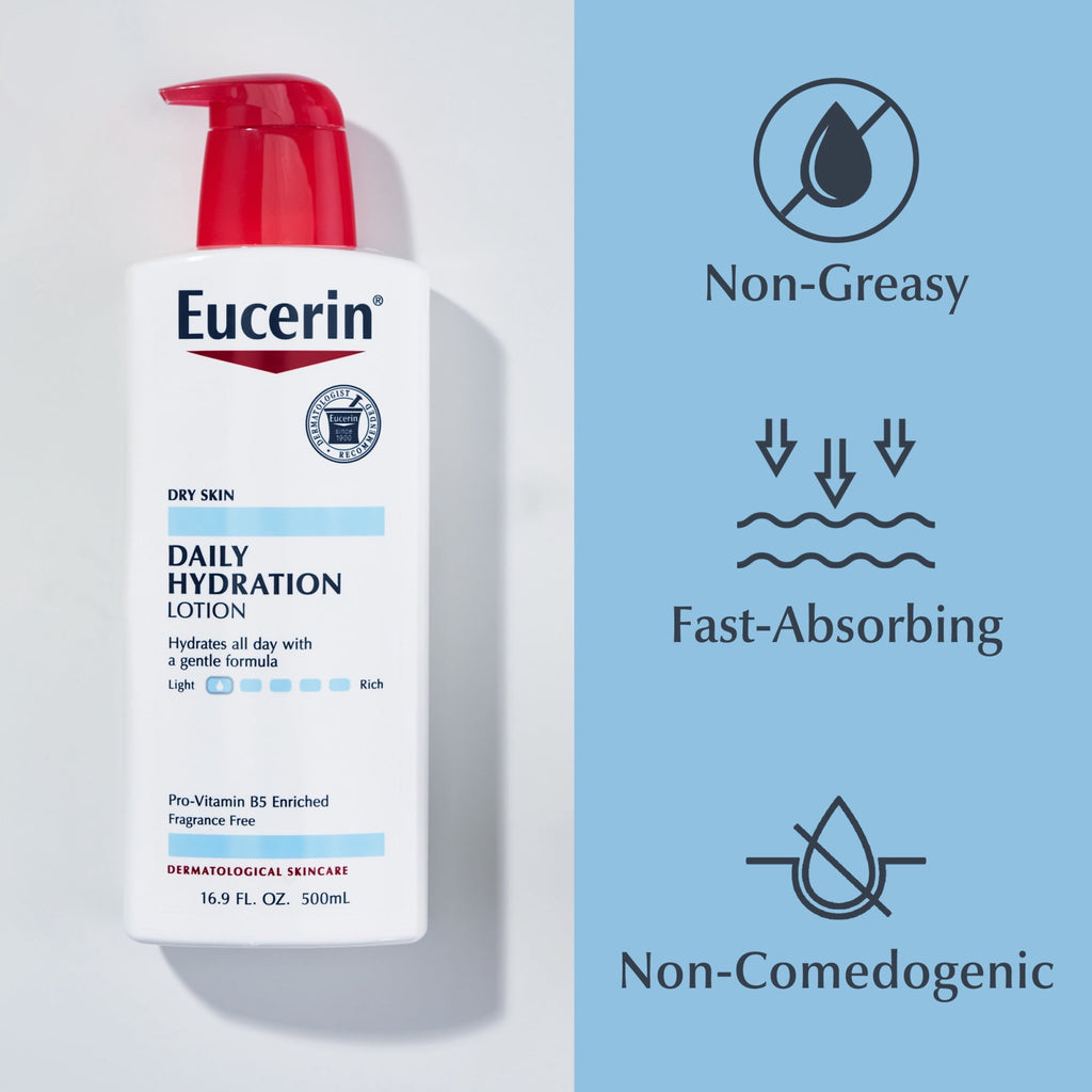 Eucerin Daily Hydration Body Lotion, Unscented Body Lotion, 16.9 fl oz Pump Bottle