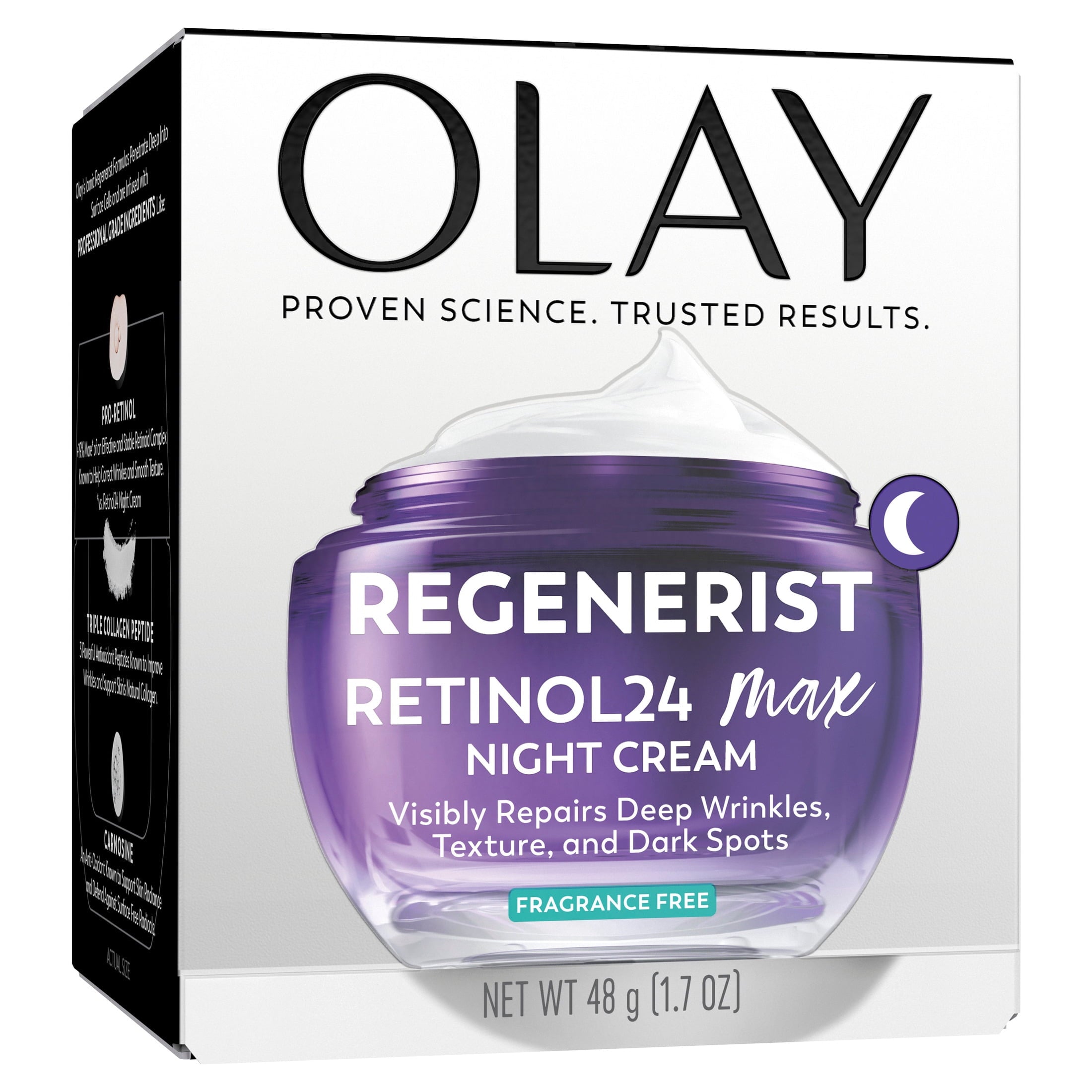 Olay Retinol 24 Max Night Moisturizing Cream with Triple Collagen Peptide, Fragrance-Free, 1.7 fl oz