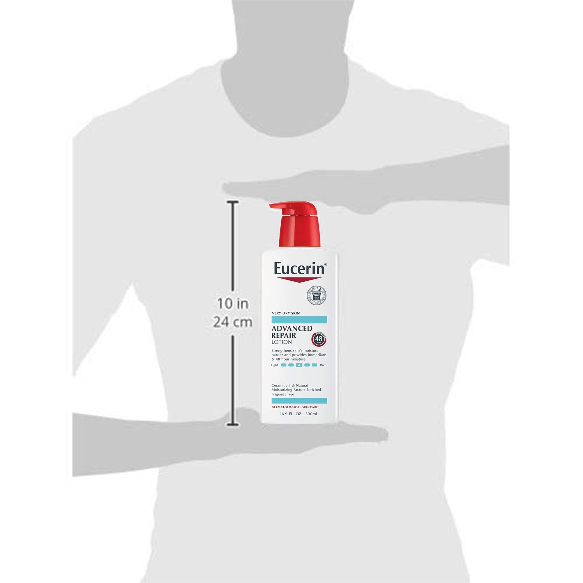Eucerin Advanced Repair Body Lotion for Very Dry Skin Fragrance Free Moisturizer 48 Hour Hydration 16.9 fl oz