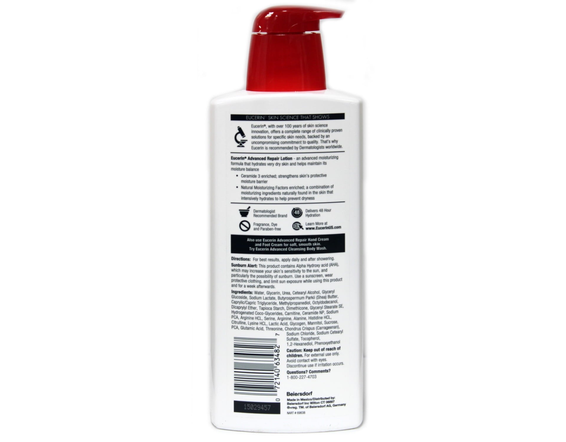 Eucerin Advanced Repair Body Lotion for Very Dry Skin Fragrance Free Moisturizer 48 Hour Hydration 16.9 fl oz