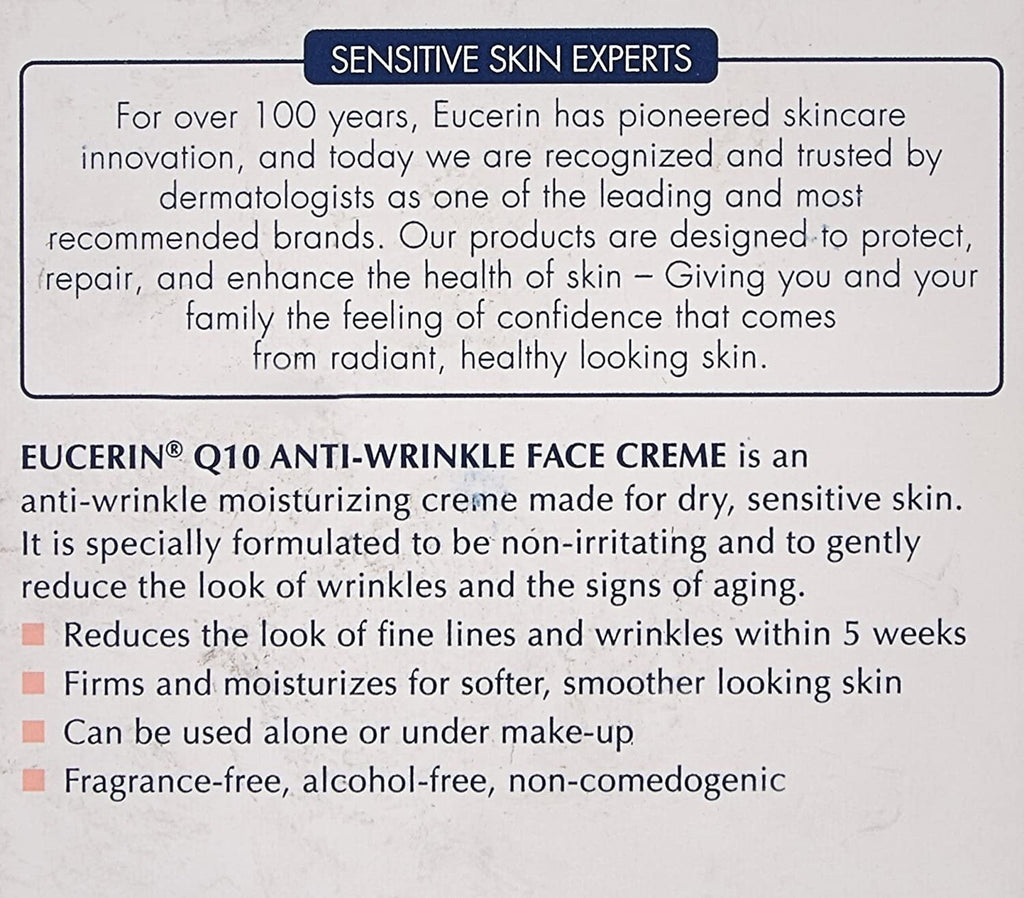 Eucerin Sensitive Skin Experts Q10 Anti-Wrinkle Face Creme 1.70 oz
