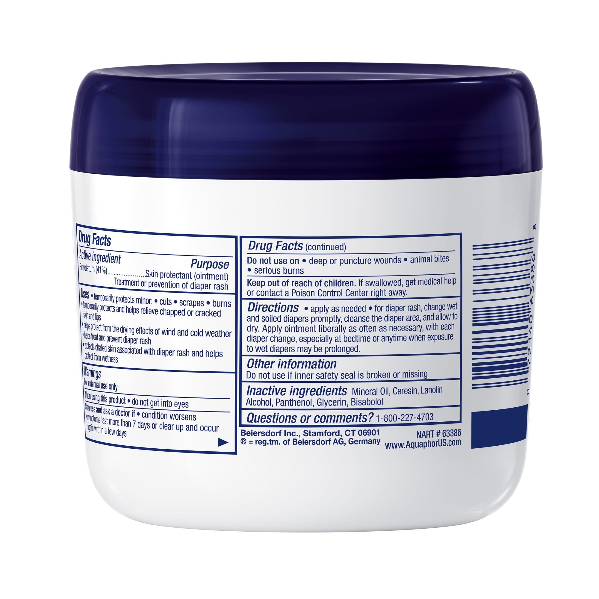 Aquaphor Baby Healing Ointment Advanced Therapy Skin Protectant, Dry Skin and Diaper Rash Ointment, 14 oz Jar