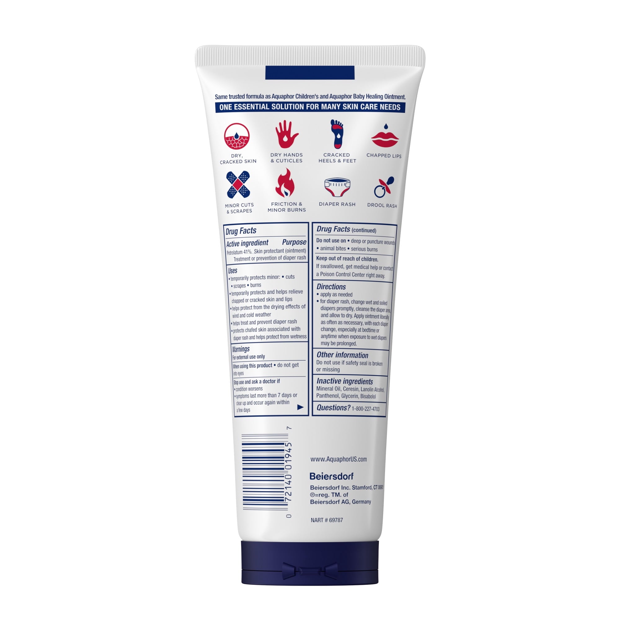 (2 pack) Aquaphor Healing Ointment Skin Protectant for Dry, Cracked, Irritated Skin, Fragrance Free, 7 oz