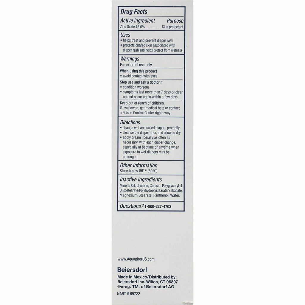Aquaphor Baby Healing Diaper Rash Cream Skin Protectant, 3.5oz, 6-Pack