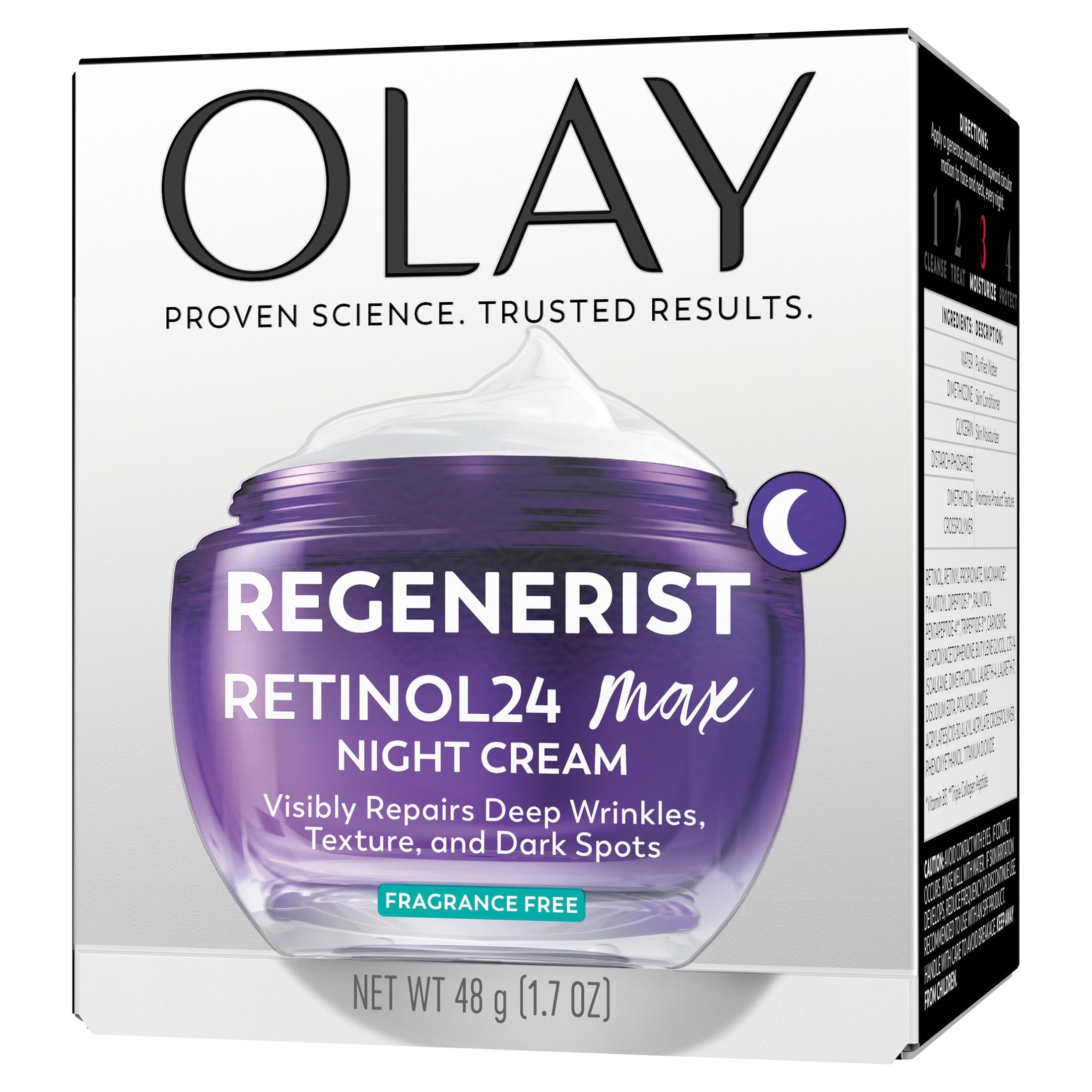 Olay Retinol 24 Max Night Moisturizing Cream with Triple Collagen Peptide, Fragrance-Free, 1.7 fl oz