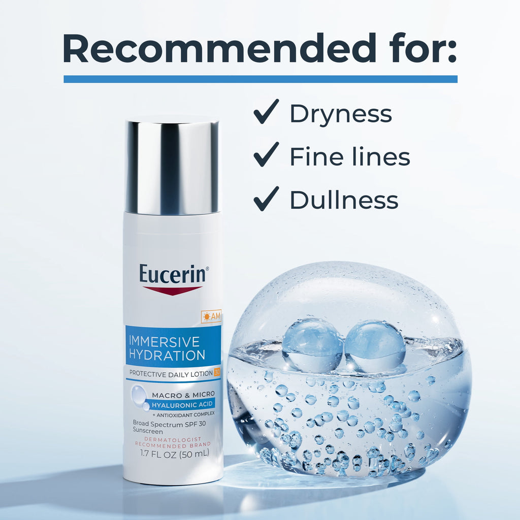 Eucerin Immersive Hydration Daily Face Lotion SPF 30 Sunscreen with Hyaluronic Acid, 1.7 fl oz