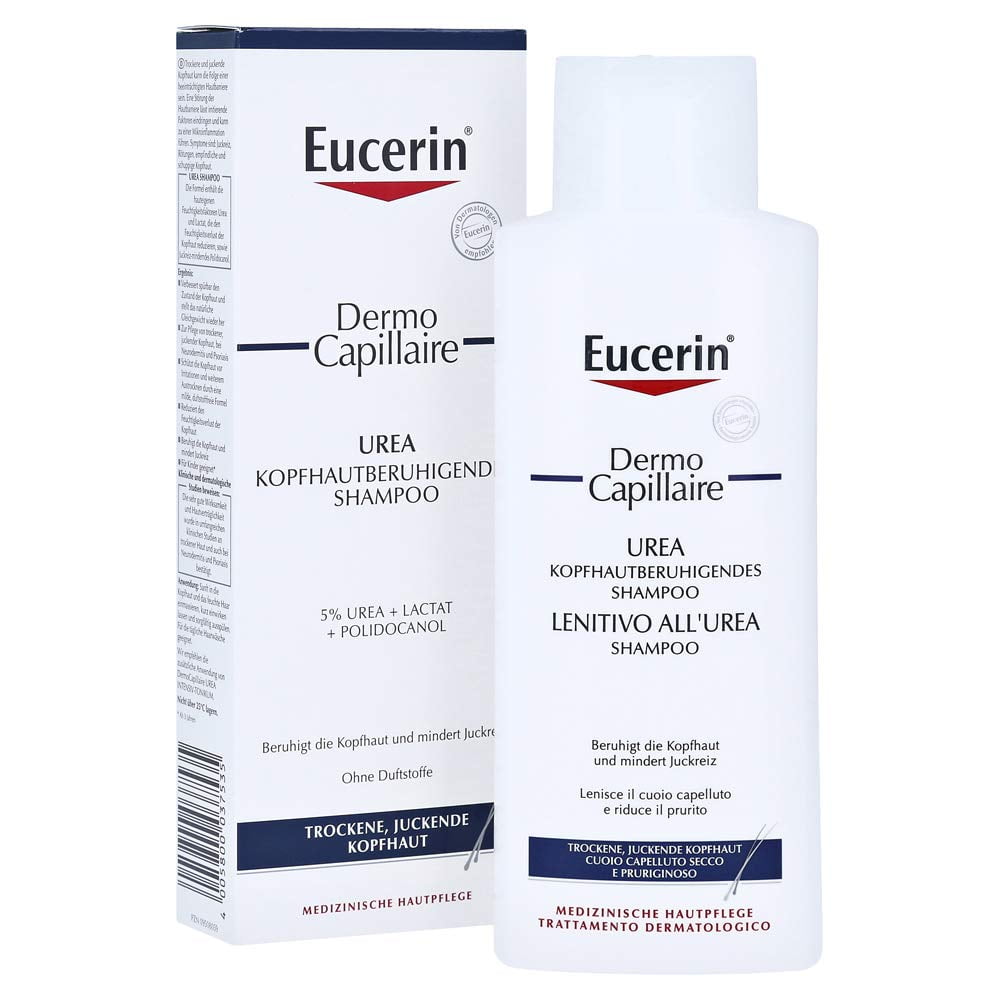 Eucerin DermoCapillaire Calming Urea Shampoo 250ml | Dry Scalp Shampoo | Psoriasis Scalp Treatment | Exfoliating Shampoo for Dandruff and Itchy Scalp | Medicated Shampoo for Scalp Problems