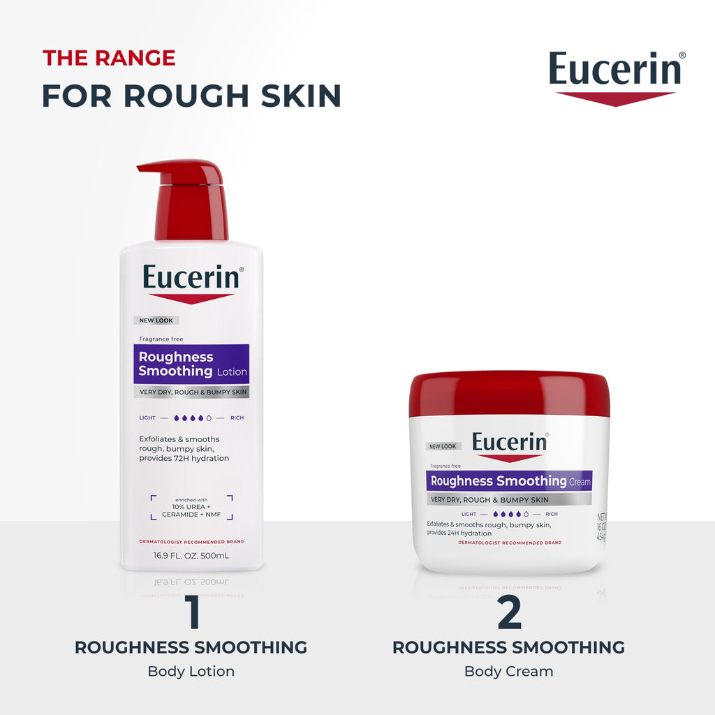 (3 pack) Eucerin Roughness Smoothing Body Lotion for Dry, Rough Skin, 16.9 fl oz Bottle