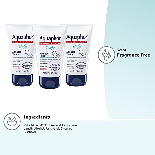 3 pack Aquaphor Baby Healing Ointment 3oz each Advanced Therapy for Chapped Cheeks & Diaper Rash