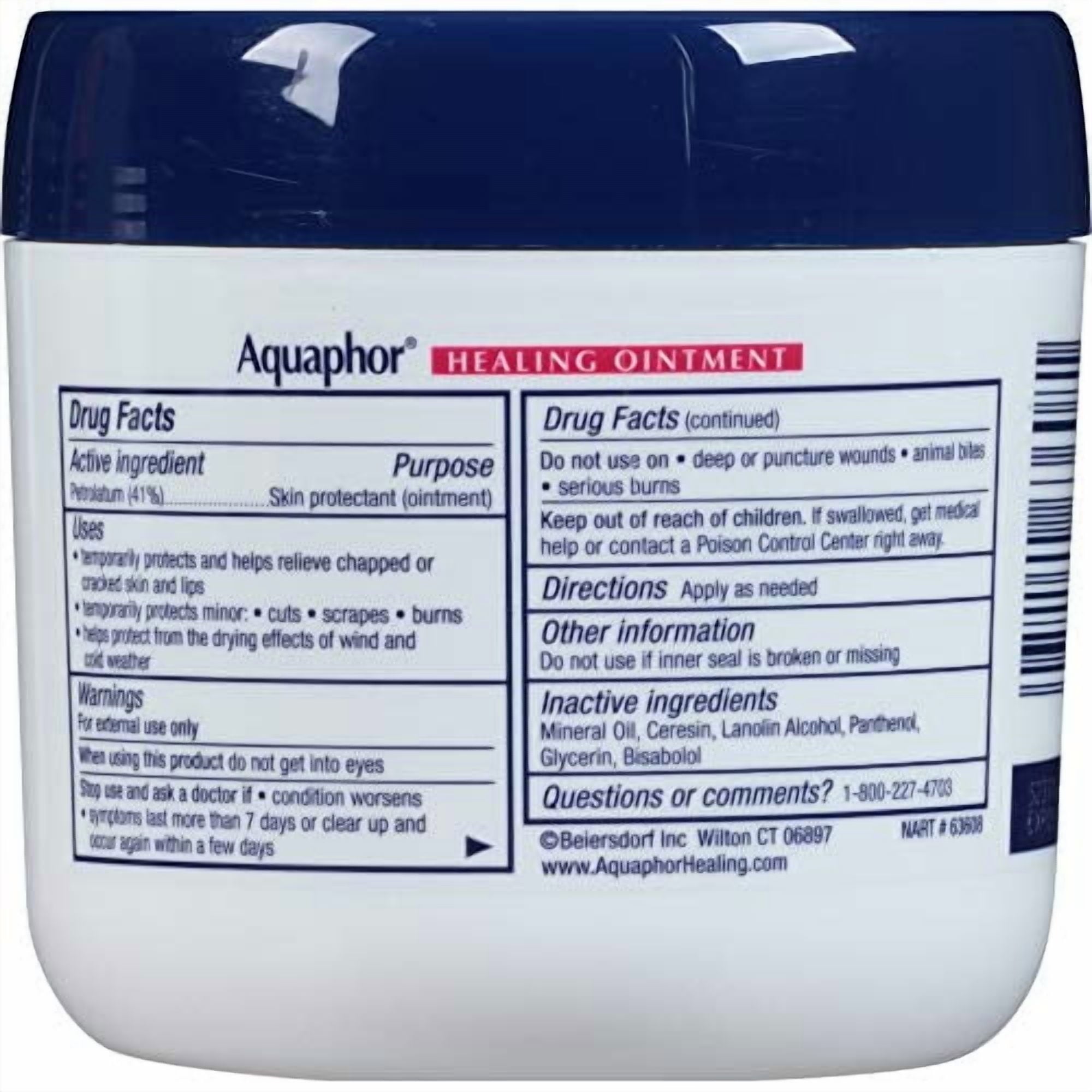 Aquaphor Healing Ointment - Moisturizing Skin Protectant for Dry Cracked Hands, Heels and Elbows - 14 oz. Jar