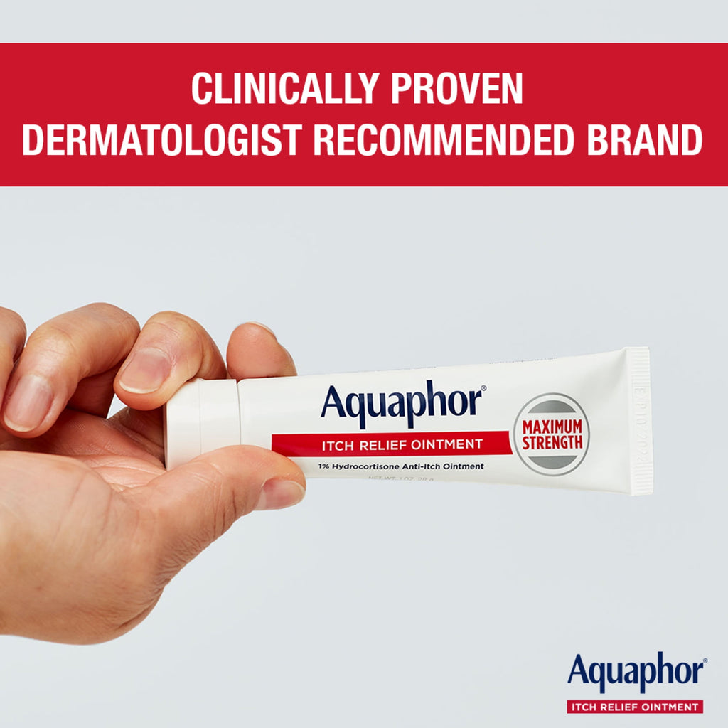 Aquaphor Itch Relief Ointment, Hydrocortisone Anti-Itch Cream, Fast-Acting, 1 oz