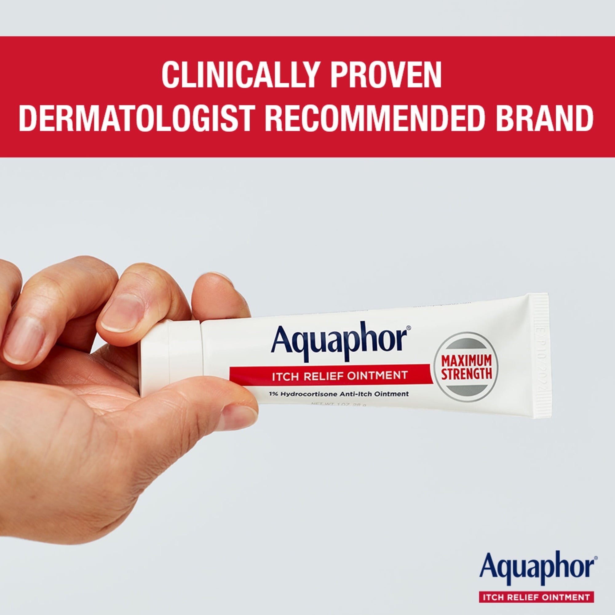 Aquaphor Itch Relief Ointment, Hydrocortisone Anti-Itch Cream, Fast-Acting, 1 oz